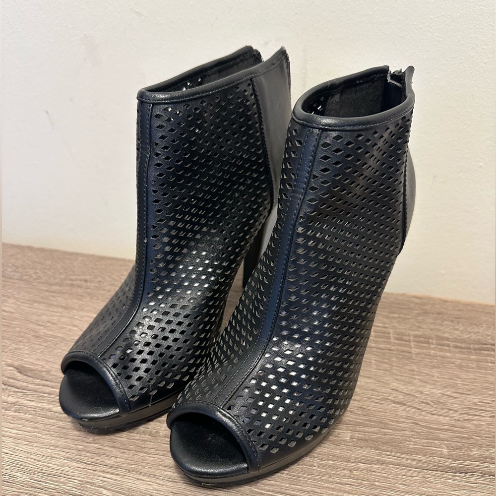 Express Black Peep-Toe Ankle Boots